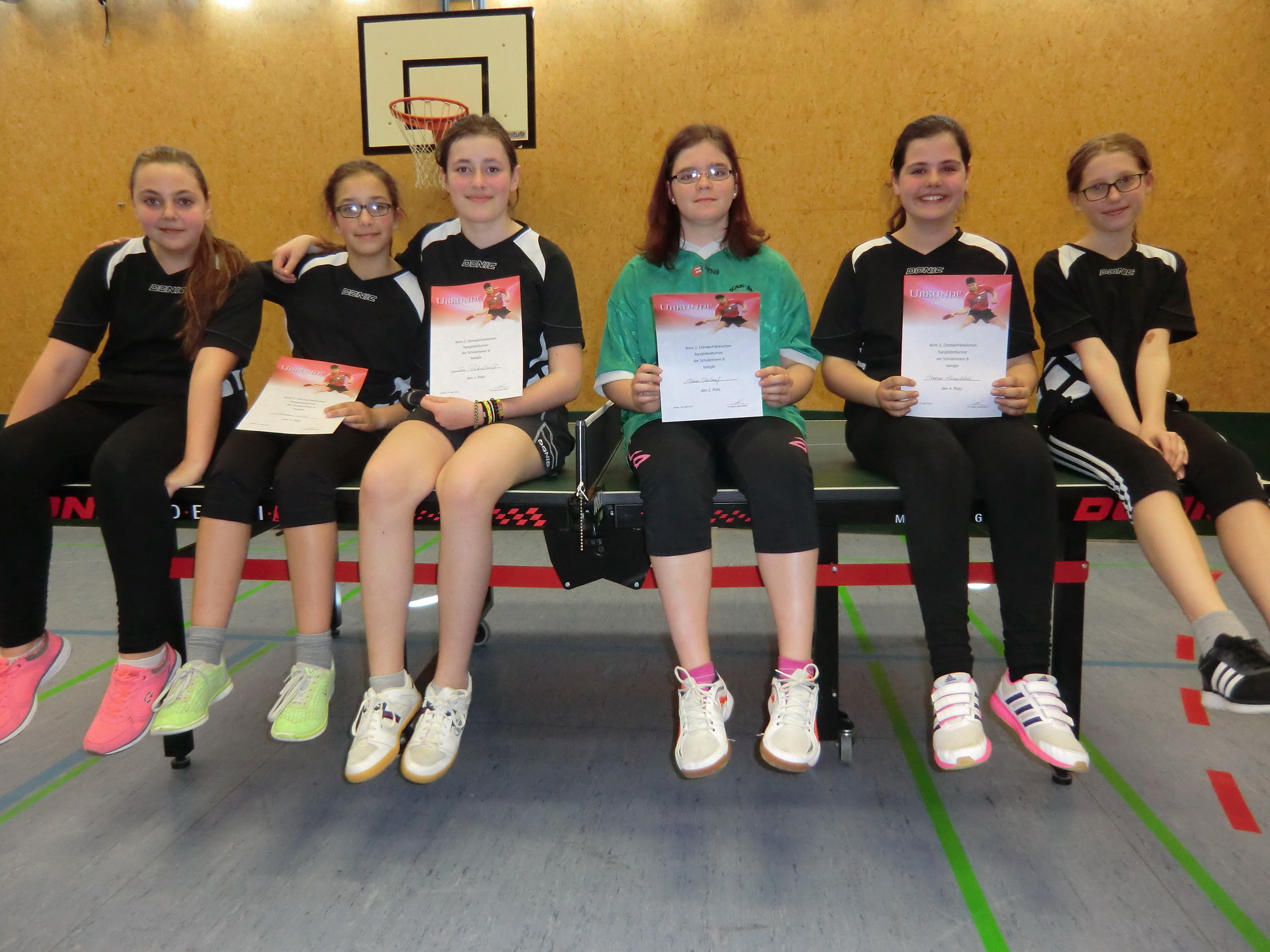 Nina Schneider (5.), Pauline Döll (3.), Lara Peckelhoff (1.), Maria Umlauf (2.), Theresa Keuerleber (4.), Lea Müller (6.)